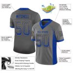Custom Gray Royal-Gold Mesh Football Jersey with Personalized Name and Number - Drift Fashion Team Apparel Personalized Gray