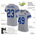 Custom Name Number Gray Royal Mesh Authentic Football Jersey Personalized Team Personalized Gray Royal Mesh Authentic Football