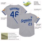 Custom Name and Number Gray Royal Mesh Baseball Jersey - Personalized Authentic Throwback Team Jersey Personalized Gray Royal