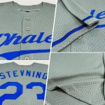Custom Name and Number Gray Royal Mesh Baseball Jersey - Personalized Authentic Throwback Team Jersey Personalized Gray Royal