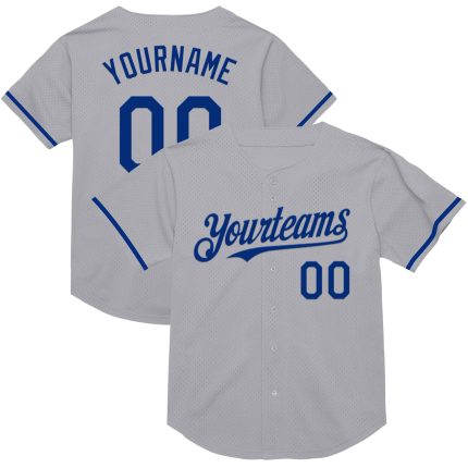 Custom Name and Number Gray Royal Mesh Baseball Jersey - Personalized Authentic Throwback Team Jersey Personalized Gray Royal