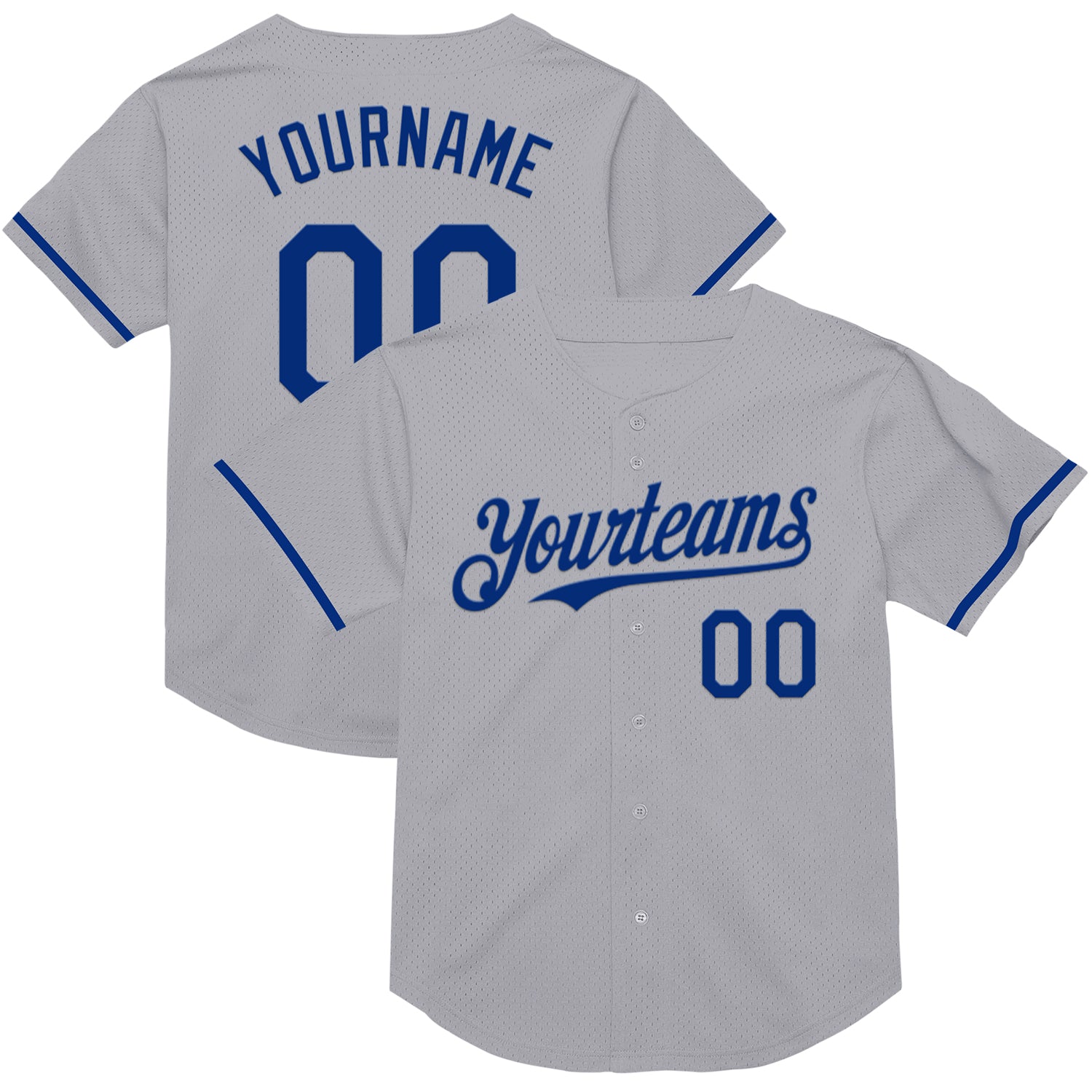 Custom Name and Number Gray Royal Mesh Baseball Jersey - Personalized Authentic Throwback Team Jersey Personalized Gray Royal