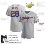 Personalized Gray Orange Baseball Jersey - Authentic Design for Fans Personalized Gray Royal-Orange Authentic Baseball Jersey