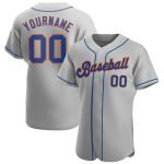 Personalized Gray Orange Baseball Jersey - Authentic Design for Fans Personalized Gray Royal-Orange Authentic Baseball Jersey