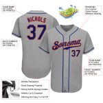 Custom Name and Number Personalized Gray Orange Authentic Baseball Jersey Personalized Gray Royal-Orange Authentic Baseball