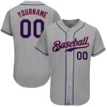 Custom Name and Number Personalized Gray Orange Authentic Baseball Jersey Personalized Gray Royal-Orange Authentic Baseball