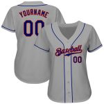 Custom Name and Number Personalized Gray Orange Authentic Baseball Jersey Personalized Gray Royal-Orange Authentic Baseball