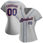Personalized Gray Orange Baseball Jersey - Authentic Design for Fans Personalized Gray Royal-Orange Authentic Baseball Jersey