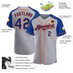 Custom Name and Number Baseball Jersey for Team - Personalized Gray Royal-Orange Authentic Raglan Sleeves Personalized Gray