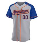 Custom Name and Number Baseball Jersey for Team - Personalized Gray Royal-Orange Authentic Raglan Sleeves Personalized Gray