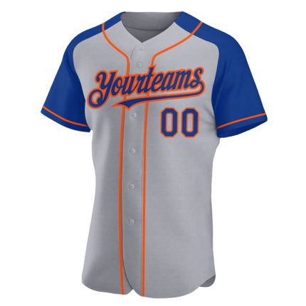 Custom Name and Number Baseball Jersey for Team - Personalized Gray Royal-Orange Authentic Raglan Sleeves Personalized Gray