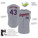Personalized Gray Royal and Orange Sleeveless Baseball Jersey for Men Personalized Gray Royal-Orange Authentic Sleeveless