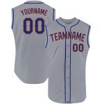 Custom Name Number Personalized Gray Orange Baseball Jersey Sleeveless Authentic Team Personalized Gray Royal-Orange Authentic