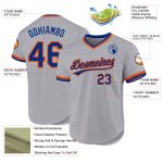 Custom Personalized Baseball Jersey - Gray Royal Orange, Authentic Throwback with Name & Number Personalized Gray Royal-Orange