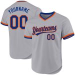 Custom Personalized Baseball Jersey - Gray Royal Orange, Authentic Throwback with Name & Number Personalized Gray Royal-Orange