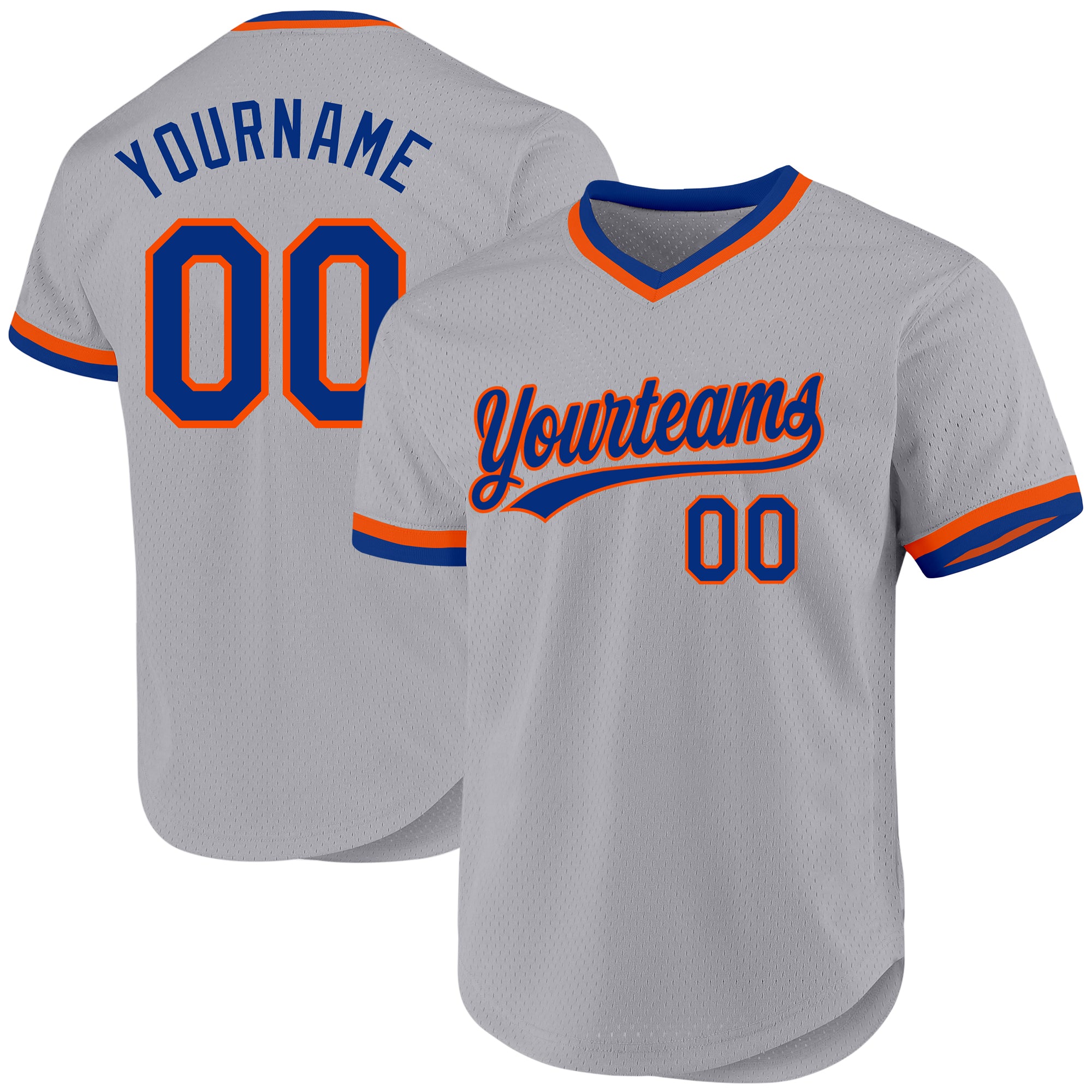 Custom Personalized Baseball Jersey - Gray Royal Orange, Authentic Throwback with Name & Number Personalized Gray Royal-Orange