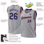 Personalized Gray Orange Basketball Jersey - Royal Authentic Throwback Personalized Gray Royal-Orange Authentic Throwback