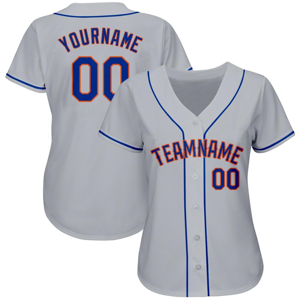 Custom Name and Number Gray Royal-Orange Baseball Jersey Personalized Team Apparel Personalized Gray Royal-Orange Baseball