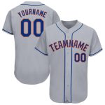 Custom Name and Number Gray Royal-Orange Baseball Jersey Personalized Team Apparel Personalized Gray Royal-Orange Baseball