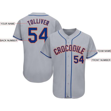 Custom Name and Number Gray Royal-Orange Baseball Jersey Personalized Team Apparel Personalized Gray Royal-Orange Baseball
