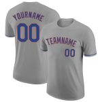 Custom Team Name & Number Gray Royal-Orange Performance T-Shirt - Personalized Sports Apparel Personalized Gray Royal-Orange