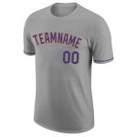 Custom Team Name & Number Gray Royal-Orange Performance T-Shirt - Personalized Sports Apparel Personalized Gray Royal-Orange