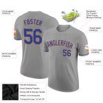 Custom Team Name & Number Gray Royal-Orange Performance T-Shirt - Personalized Sports Apparel Personalized Gray Royal-Orange