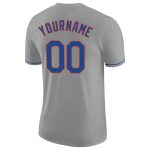 Custom Team Name & Number Gray Royal-Orange Performance T-Shirt - Personalized Sports Apparel Personalized Gray Royal-Orange