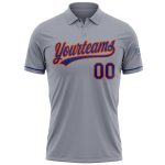 Custom Gray Orange Performance Vapor Golf Polo Shirt with Personalized Name and Number Personalized Gray Royal-Orange Performance