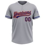 Personalized Gray Royal Orange Unisex Softball Jersey - Two-Button Design Personalized Gray Royal-Orange Two-Button Unisex