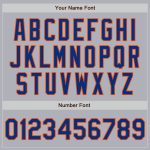 Custom Team Softball Jersey - Personalized Gray Royal Pinstripe Two-Button Unisex with Orange Name and Number Personalized