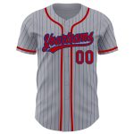 Custom Name and Number Personalized Gray Royal Pinstripe Red Baseball Jersey - Authentic Team Jersey Personalized Gray Royal