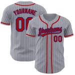 Custom Name and Number Personalized Gray Royal Pinstripe Red Baseball Jersey - Authentic Team Jersey Personalized Gray Royal
