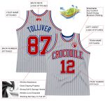 Custom Name Number Basketball Jersey - Personalized Gray Royal Pinstripe Red-White Authentic Design Personalized Gray Royal