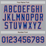 Personalized Gray Royal Pinstripe Baseball Jersey - Authentic Royal-Red Design Personalized Gray Royal Pinstripe Royal-Red