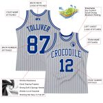 Custom Name and Number Basketball Jersey - Personalized Gray Royal Pinstripe Royal-White Design Personalized Gray Royal Pinstripe
