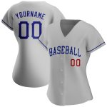 Personalized Authentic Baseball Jersey in Gray and Royal-Red Color Personalized Gray Royal-Red Authentic Baseball Jersey