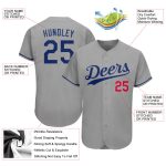 Custom Name and Number Authentic Baseball Jersey in Gray and Royal Red - Personalized Team Apparel Personalized Gray Royal-Red