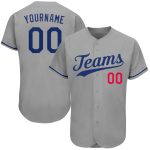 Custom Name and Number Authentic Baseball Jersey in Gray and Royal Red - Personalized Team Apparel Personalized Gray Royal-Red