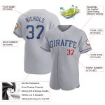 Personalized Authentic Baseball Jersey in Gray and Royal-Red Color Personalized Gray Royal-Red Authentic Baseball Jersey