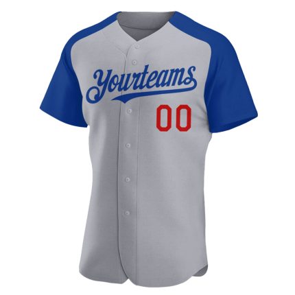 Personalized Gray Red Baseball Jersey Custom Name Number Authentic Raglan Sleeves Team Apparel Personalized Gray Royal-Red