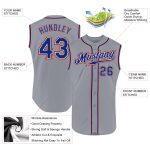 Personalized Gray Royal-Red Baseball Jersey - Authentic Sleeveless Design Personalized Gray Royal-Red Authentic Sleeveless
