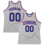 Personalized Authentic Basketball Jersey in Gray and Royal Red - Throwback Style Personalized Gray Royal-Red Authentic Throwback