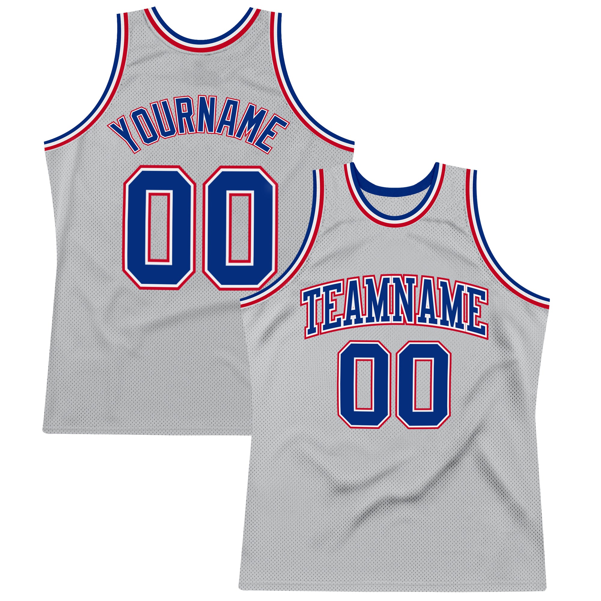 Personalized Authentic Basketball Jersey in Gray and Royal Red - Throwback Style Personalized Gray Royal-Red Authentic Throwback