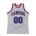 Custom Name and Number Authentic Throwback Basketball Jersey - Personalized Gray Royal-Red Design Personalized Gray Royal-Red