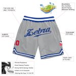 Personalized Royal-Red Gray Throwback Basketball Shorts - Authentic Athletic Gear Personalized Gray Royal-Red Authentic Throwback