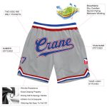 Custom Name Number Authentic Throwback Basketball Shorts Gray Royal Red - Personalized Team Gear Personalized Gray Royal-Red
