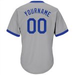 Personalized Authentic Rib-Knit Baseball Jersey Shirt in Gray and Royal-Red Personalized Gray Royal-Red Authentic Throwback