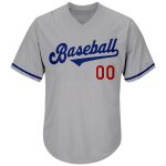 Custom Name Number Baseball Jersey Shirt Personalized Gray Red Rib-Knit Authentic Throwback Team Apparel Personalized Gray