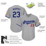 Custom Name Number Baseball Jersey Shirt Personalized Gray Red Rib-Knit Authentic Throwback Team Apparel Personalized Gray